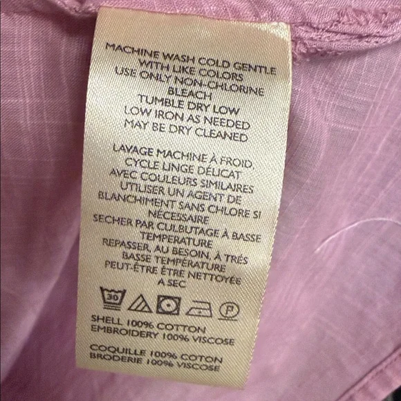 Maeve lilac cherry Embroidered Short-Sleeve Button-Down Shirt - Picture 9 of 11